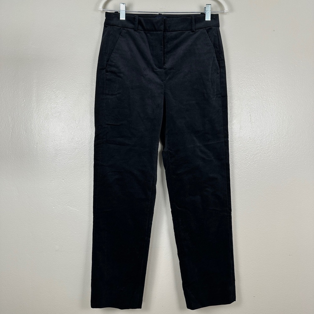 J.Crew Women's 2 Kallie Pant‎ Black Velvet Straight Leg Trousers BU803